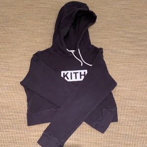 Kith black cropped waffle hoodie